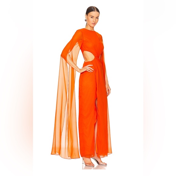 YAURA RENI DRESS: Elegant Orange Evening Gown - Picture 2 of 4